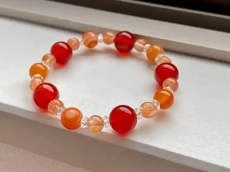 カーネリアン＊サンストーン＊サードオニキス＊水晶ボタンカット