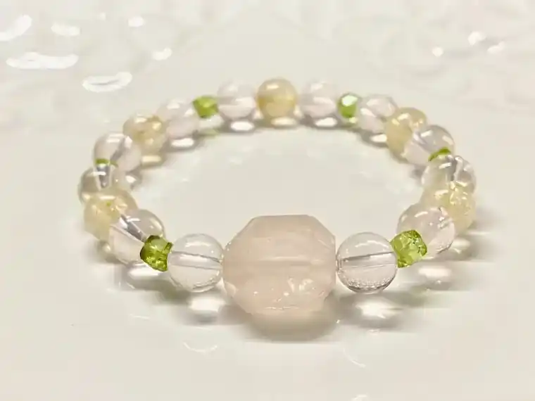 ローズクォーツ＊8mm＊ルチルクォーツ＊ペリドット