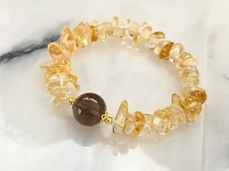 シトリンさざれ＊スモーキークォーツブレスレット