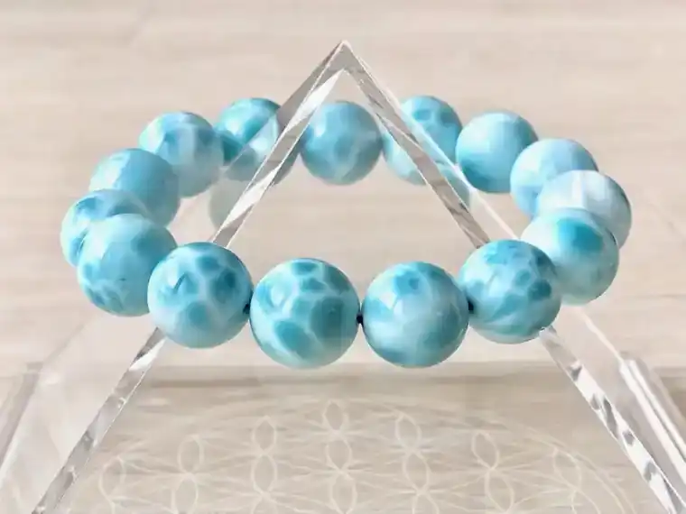 ラリマー＊希少５A＋グレード14.5mm＊世界三大ヒーリングストーン