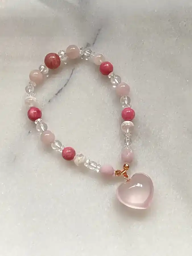インカローズ＊ロードナイトなど愛の天然石を散りばめた自己愛レッスンブレスレット＊love love love