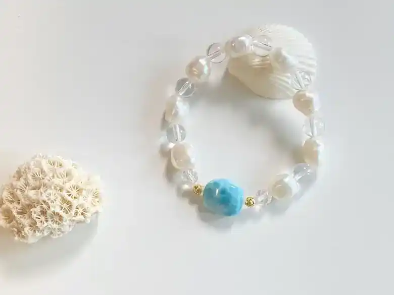再販！ラリマー＊淡水パール＊アイリスクォーツ：SEASONS＊天国に一番近い島